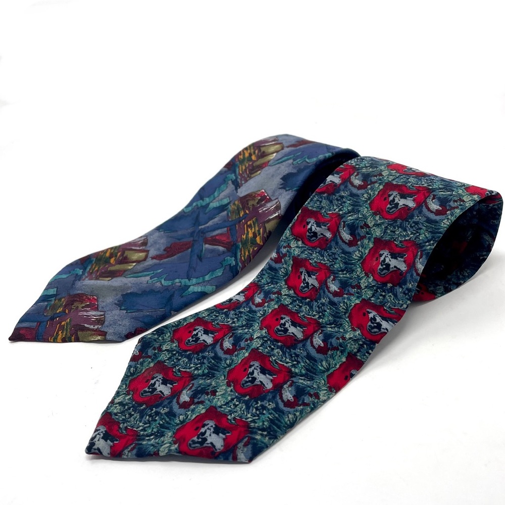 Vintage 90s Jerry J. Garcia Stonehenge Lot of (2) 100% Silk Ties Butterfly ll